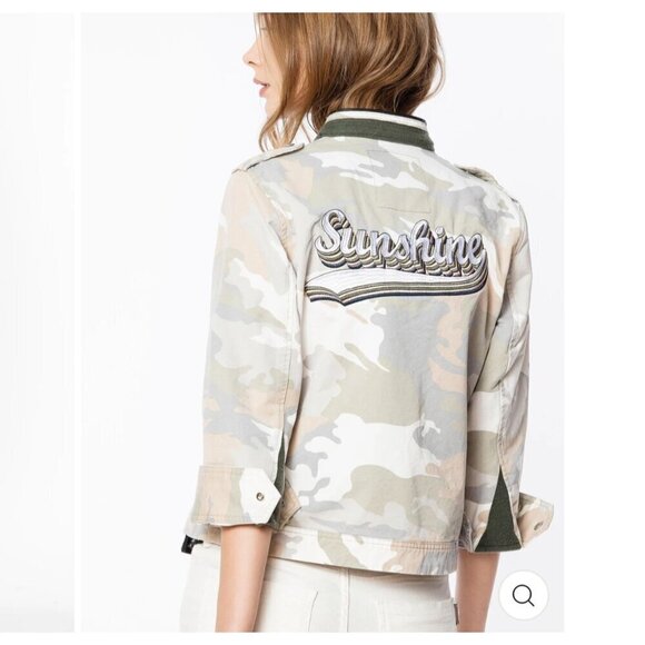 Zadig & Voltaire Savy Camo jacket, white/ cream, green, Size XS - Picture 2 of 11